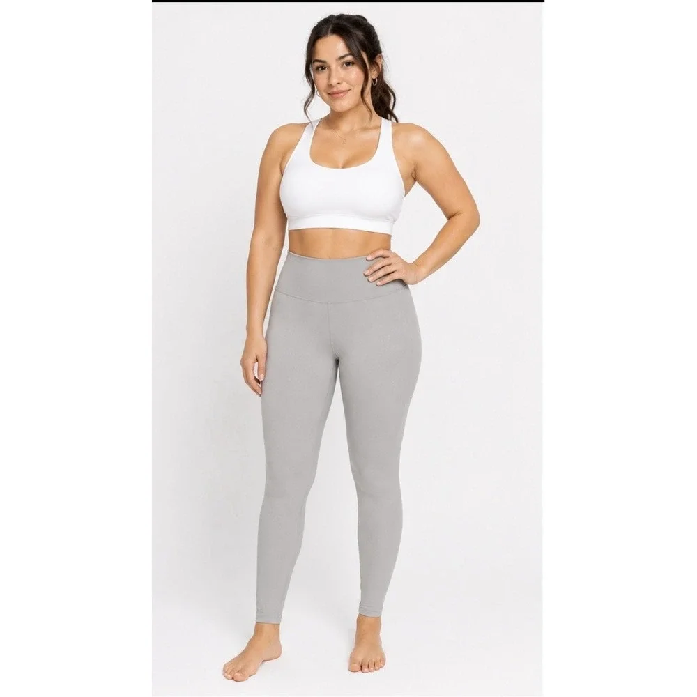Leggings Depot Light Grey High Waisted Opaque 4-Way Stretch Leggings 1X Womens - Picture 1 of 9